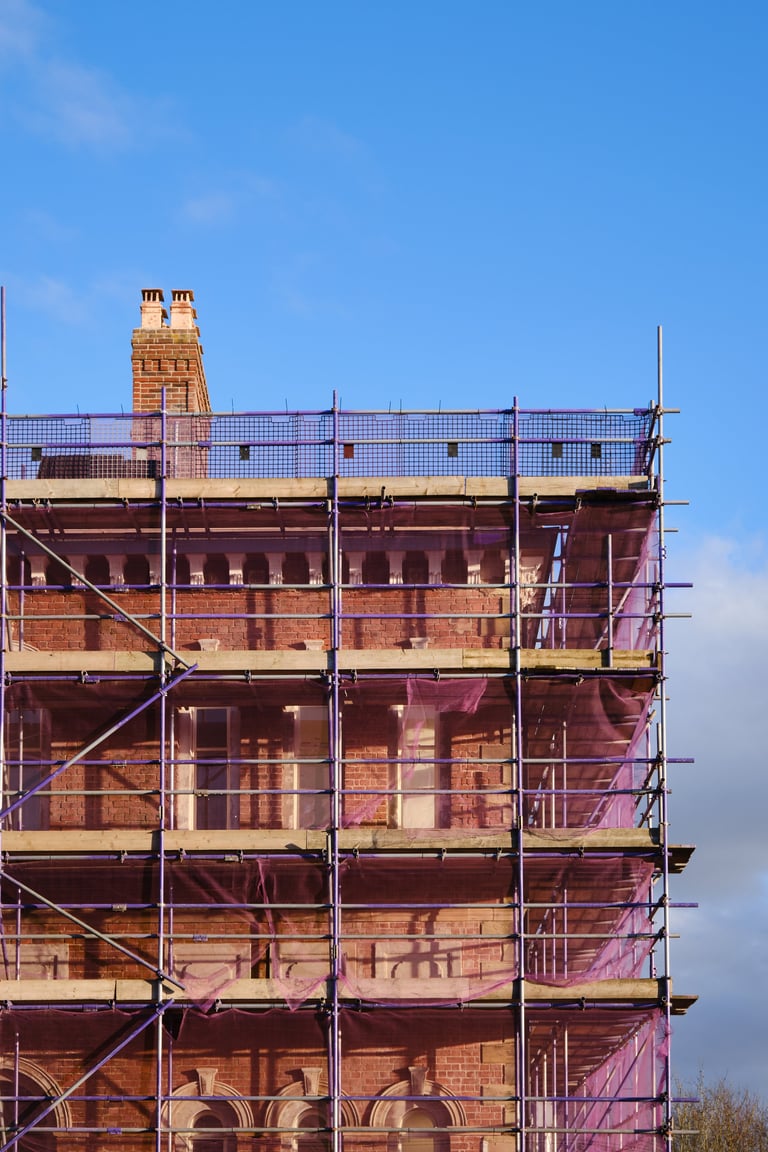 Building with scaffolding