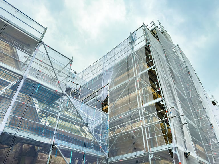 Workers on scaffolding