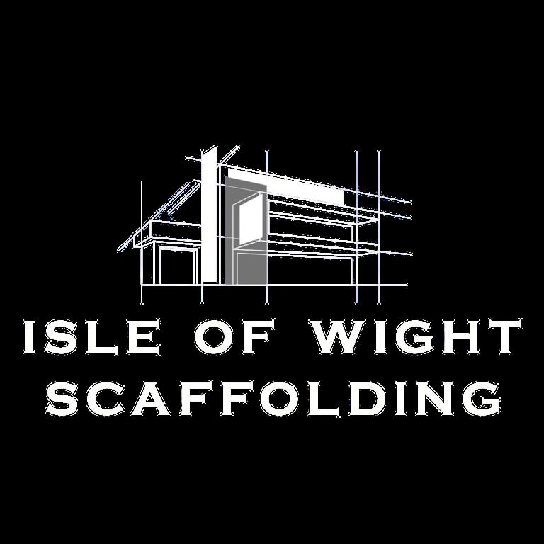Isle of Wight Scaffolding logo showing architectural scaffolding framework on black background
